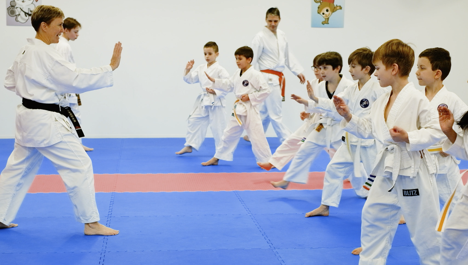 Children practicing karate